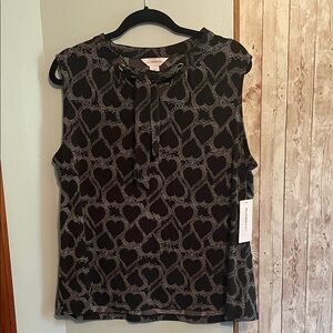 Catherine Malandrino Black Heart Print Blouse